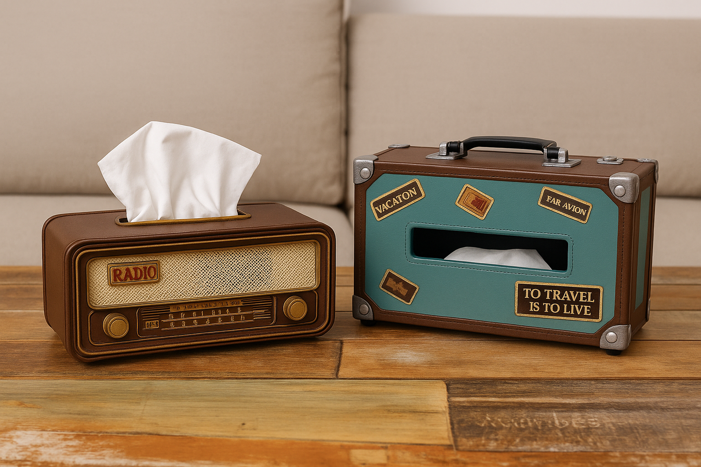 Vintage Radio-Style Tissue Holder for Home & Office