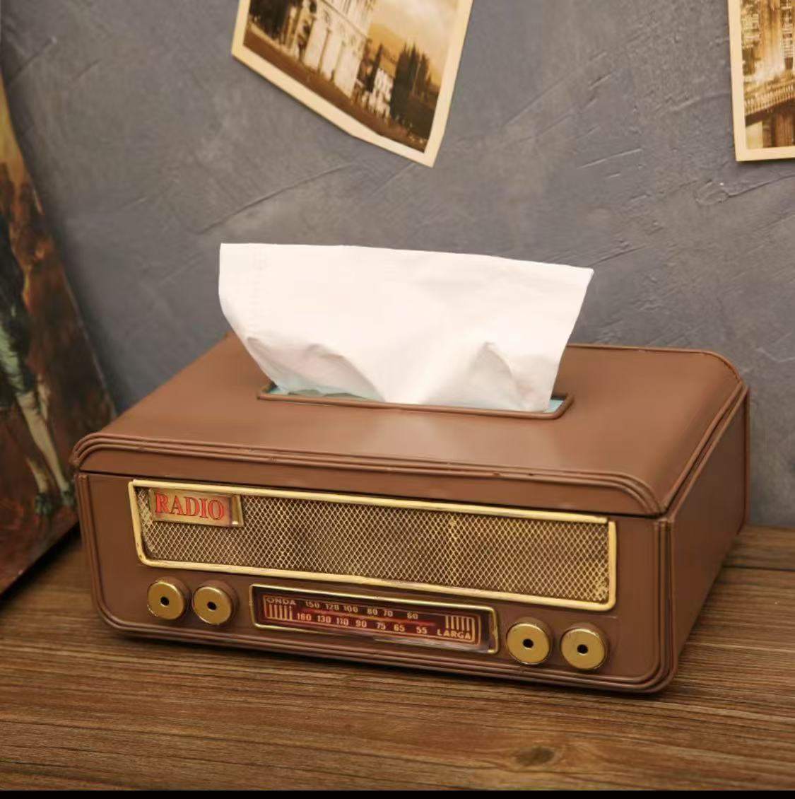 Vintage Radio-Style Tissue Holder for Home & Office