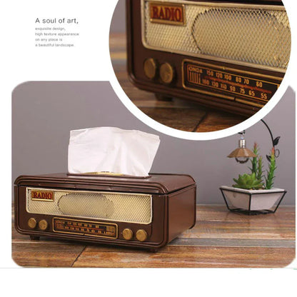 Vintage Radio-Style Tissue Holder for Home & Office