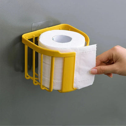 Punch-Free Wall-Mounted Toilet Paper Holder with Shelf