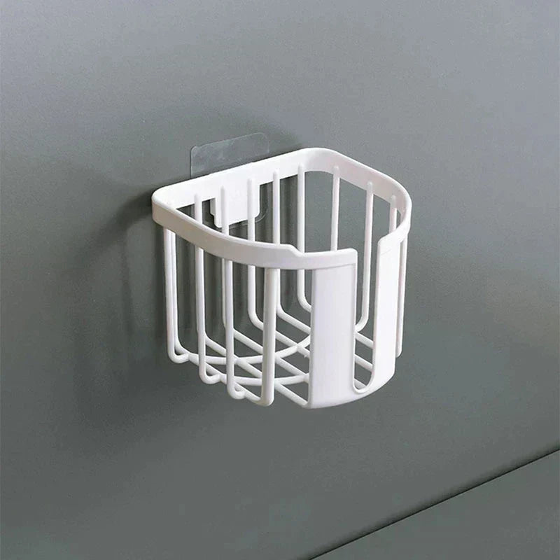 Punch-Free Wall-Mounted Toilet Paper Holder with Shelf