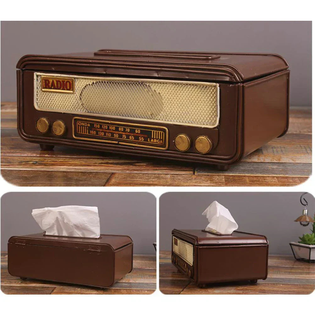Vintage Radio-Style Tissue Holder for Home & Office
