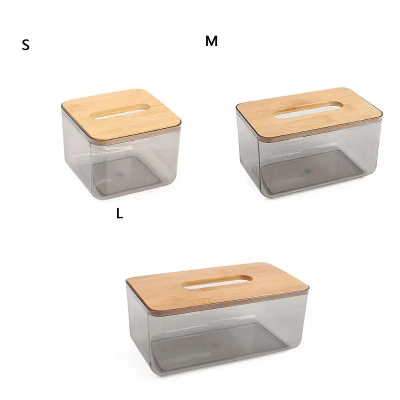 Bamboo Lid Tissue Box – Modern Plastic Holder for Home & Office