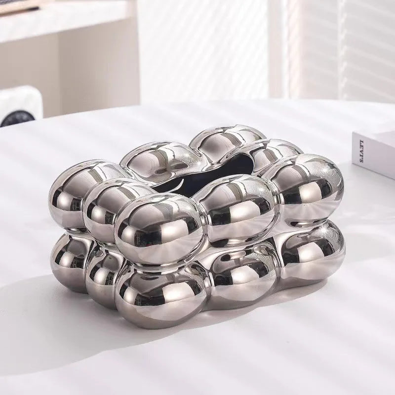 Ceramic Tissue Box with Drawer – Cotton Candy Style Holder